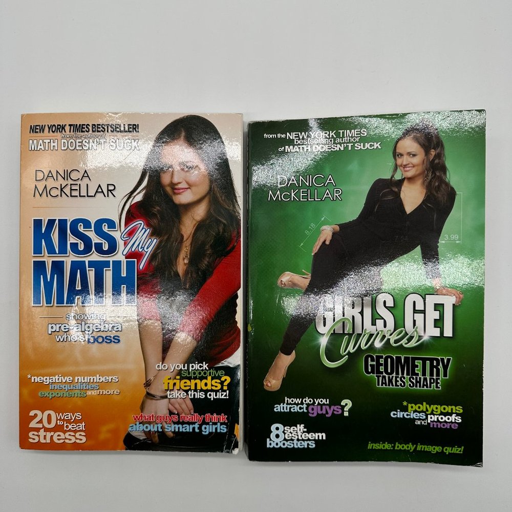 2 PB Book Danica McKellar Geometry Kiss My Math  Girls Get Curves